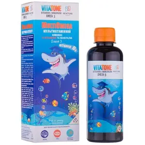 Vitatone (Вітатон) МультіОмега сироп з вітаміном Д3 та цинком зі смаком тропічних фруктів, 250 мл