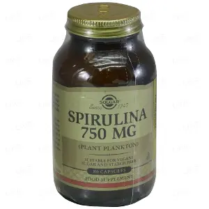 Солгар Спіруліна капсули по 750 мг, 80 шт.