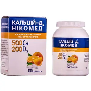 Кальцій-Д3 Нікомед таблетки з апельсиновим смаком, 100 шт.