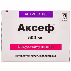 Аксеф таблетки в/о 500 мг № 20