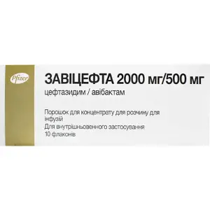 Завіцефта порошок для концентрату для розчину для інфузій, 2000 мг / 500 мг, 10 шт.