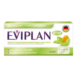 Тест на овуляцию Eviplan In-Time, 5 шт. + тест на беременность Evitest, 1 шт.