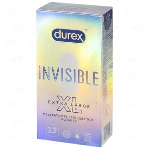 Презервативы Durex (Дюрекс) Inivisible Extra Lube ультратонкие с силиконовой смазкой, 12 шт.