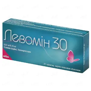 Левомин 30 таблетки по 0,03 мг/0,15 мг, 21 шт.
