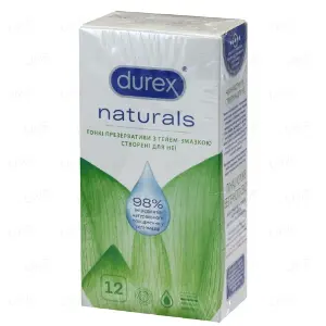 Презервативы латексные Durex Naturals тонкие с гель-смазкой, 12 шт.