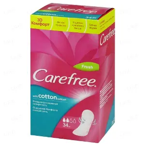 Щоденні прокладки Carefree® with Cotton extract Fresh N34 жіночі гігієнічні