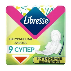 Libresse Natural Care Ultra Clip Super прокладки с экстрактом ромашки и алоэ вера, 9 шт.