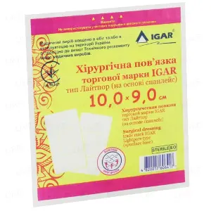 Хирургическая повязка IGAR тип Лайтпор (на основе спанлейс) 10,0х9,0 см, 1 шт.