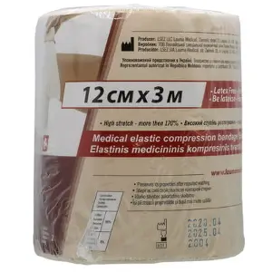 Бинт еластичний медичний Lauma Latex Free, модель 2, 12 см х 3 м