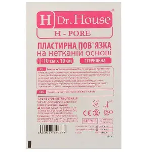 Повязка пластырная H Dr.House 10х10 см нетканная основа стерильная H Pore