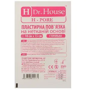 Повязка пластырная H Dr.House 10х15см нетканная основа стерильная H Pore