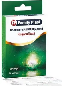 Лейкопластир FP Family Plast 25х72мм N20 бактерицидний водостійкий прозорий