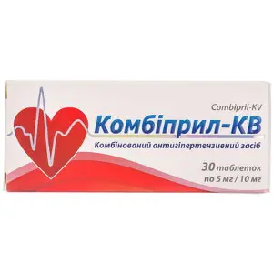 Комбіприл-КВ таблетки по 5 мг/10 мг №30 (10х3)
