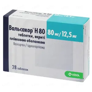 Вальсакор H 80 таблетки, в/плів. обол. по 80 мг/12.5 мг №28 (14х2)