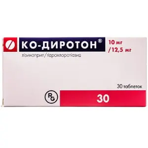 Ко-Диротон таблетки від підвищеного тиску по 10 мг/12,5 мг, 30 шт.