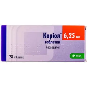 Коріол таблетки по 6.25 мг №28 (7х4)