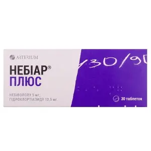 Небіар Плюс таблетки від підвищеного тиску по 5 мг/12,5 мг, 30 шт.