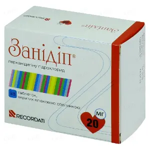 Занідіп таблетки від підвищеного тиску по 20 мг, 98 шт.