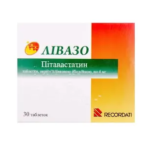 Лівазо таблетки для зниження холестерину за 4 мг, 30 шт.
