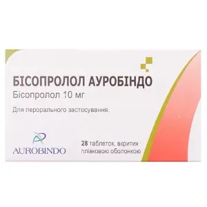 Бісопролол Ауробіндо таблетки по 10 мг, 28 шт.