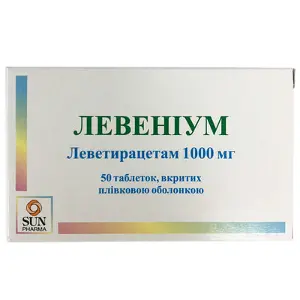 Левеніум таблетки при епілепсії по 1000 мг, 50 шт.