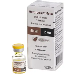 Метотрексат-Тева розчин для ін'єкцій, 25 мг/мл, по 2 мл у флаконі