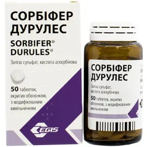 Сорбіфер Дурулес таблетки, по 320 мг/60 мг №50 у флак.