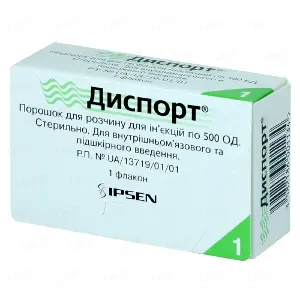 Диспорт порошок для розчину для ін'єкцій, 500 ОД, 2,5 мл