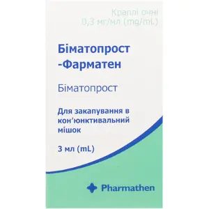 Біматопрост-фарматен краплі для очей, 0,3 мг/мл, 3 мл