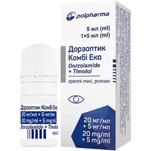 Дорзоптік Комбі Еко краплі для очей, 20мг/мл + 5 мг/мл, 5 мл