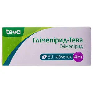 Глімепірид Тева таблетки по 4 мг, 30 шт.