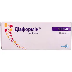 Діаформін таблетки по 500 мг, 60 шт.