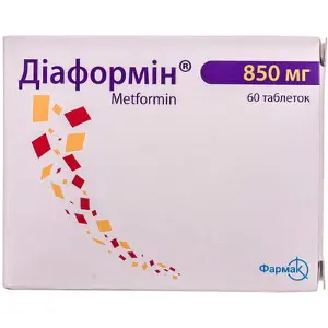 Діаформін пігулки по 850 мг, 60 шт.