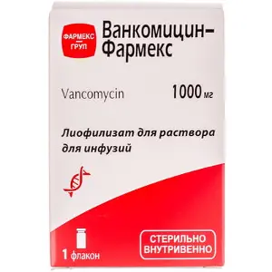 Ванкоміцин порошок д/інф. 1000 мг фл.