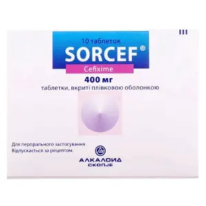 Сорцеф таблетки в/о 400 мг № 10 (5х2)