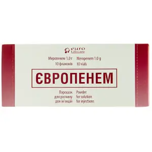 Європенем порошок для розчину для ін'єкцій в флаконі по 1 г, 10 шт.