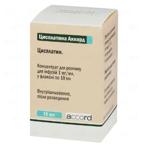 Цисплатина Аккорд концентрат для раствора для инфузий во флаконах по 10 мл, 1 шт.