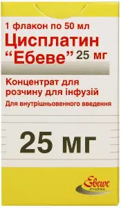 Цисплатин конц. д/інф. 25 мг фл. 50 мл