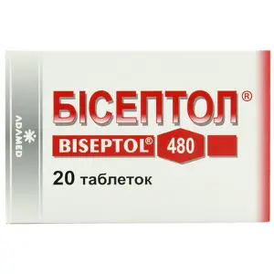 Бісептол таблетки по 400 мг/80 мг, 20 шт.