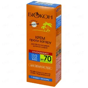 Біокон SPF 70 Ультразахист крем проти засмаги для фоточутливих ділянок шкіри, 75 мл