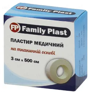 Лейкопластир FP Family Plast на тканинній основі 3смх500см