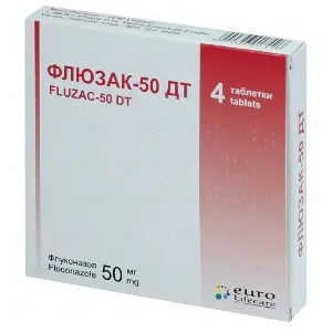 Флюзак таблетки от кандидоза по 50 мг, 4 шт.