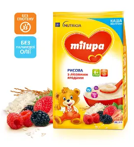 КАША МОЛОЧНАЯ СУХАЯ БЫСТРОРАСТВОРИМАЯ РИСОВАЯ С ЛЕСНЫМИ ЯГОДАМИ MILUPA 210 г