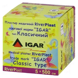 Пластир Ріверпласт Ігар 5 см * 500 см, клас., бавов. осн.