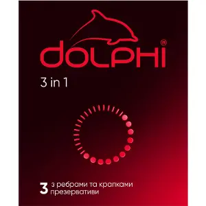 Презервативи Dolphi 3 в 1 з крапками та ребрами, 3 штуки