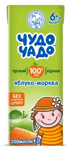 Сік яблучно-морквяний Чудо-чадо 200 мл, з 6 міс., яблуко, морква, неосвітл.