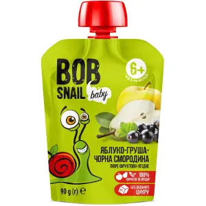 ПЮРЕ ФРУКТОВОЕ BOB SNAIL (УЛИТКА БОБ) для детей 90 г, яблоко-груша-черная смородина