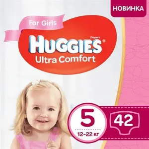 ПОДГУЗНИКИ ДЕТСКИЕ ГИГИЕНИЧЕСКИЕ HUGGIES ULTRA COMFORT размер 5, girl