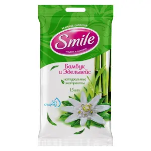 САЛФЕТКИ ВЛАЖНЫЕ "SMILE DAILY FRESH" бамбук+эдельвейс