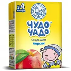 Сік персиковий Чудо-чадо 200 мл, персиковий з м'якоттю, цукром